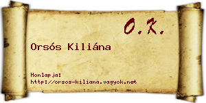 Orsós Kiliána névjegykártya